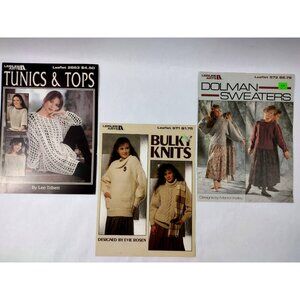 Leisure Arts Crochet Knitting Pattern Books Bundle Dolman Tunics Tops Bulk Knits